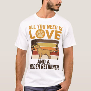 Golden Retriever All You Need Is Love Vintage Desi T-Shirt