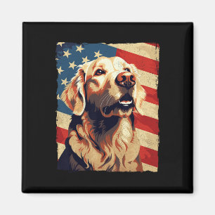 Golden Retriever American Flag 4th Of July Retriev Magnet