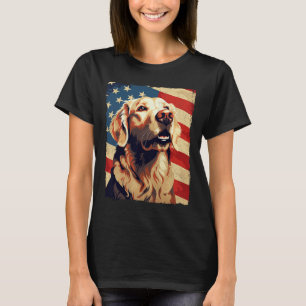 Golden Retriever American Flag 4th Of July Retriev T-Shirt