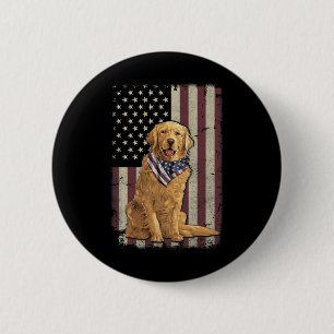 Golden Retriever American Flag Bandanna 4th Of Jul 6 Cm Round Badge