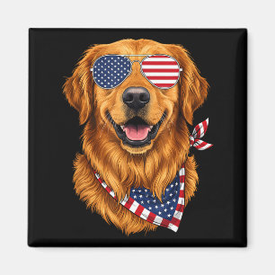 Golden retriever american flag bandanna 4th of jul magnet