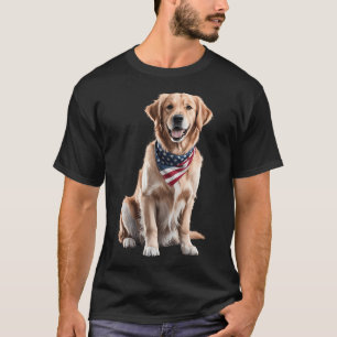 Golden Retriever American Flag Bandanna 4th Of Jul T-Shirt