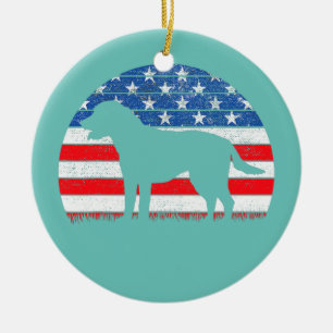 Golden Retriever American Flag Cream Retriever Ceramic Ornament