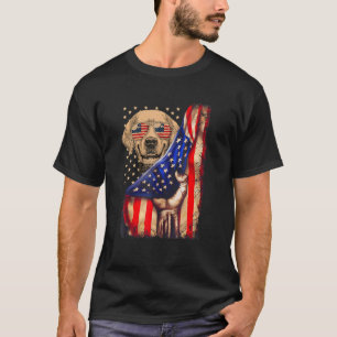 Golden Retriever American Flag Dog 4th Of July T-Shirt