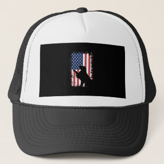 Golden Retriever American Flag Silhouette Trucker Hat