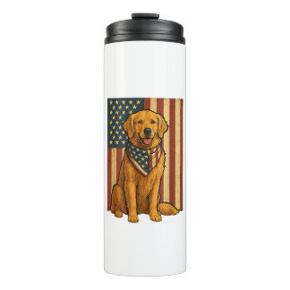 Golden Retriever American Flag Thermal Tumbler