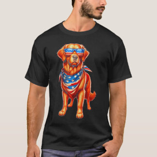 Golden Retriever American Flag Usa America 4Th Of  T-Shirt