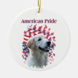 Golden Retriever American Pride Ceramic Ornament