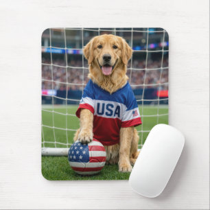 Golden Retriever American Soccer Player Mouse Pad