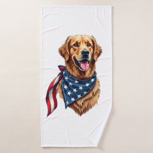 Golden Retriever Americana Vintage Engraved Shirt  Bath Towel