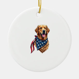 Golden Retriever Americana Vintage Engraved Shirt  Ceramic Ornament