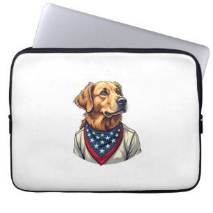 Golden Retriever Americana Vintage Engraved Shirt Laptop Sleeve