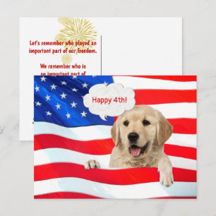 Golden Retriever And American Flag Thank You Postcard