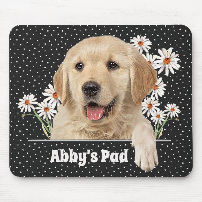 Golden Retriever and Daisies Mouse Pad (Front)