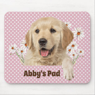 Golden Retriever and Daisies Mouse Pad