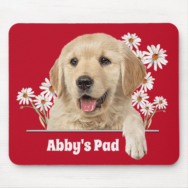 Golden Retriever and Daisies Mouse Pad (Front)