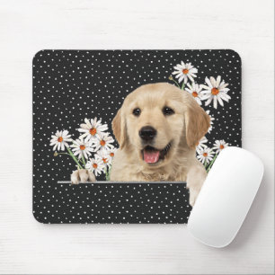 Golden Retriever and Daisies Mouse Pad