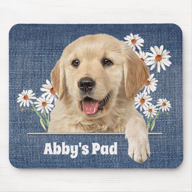 Golden Retriever and Daisies Mouse Pad (Front)