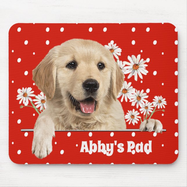 Golden Retriever and Daisies Mouse Pad (Front)