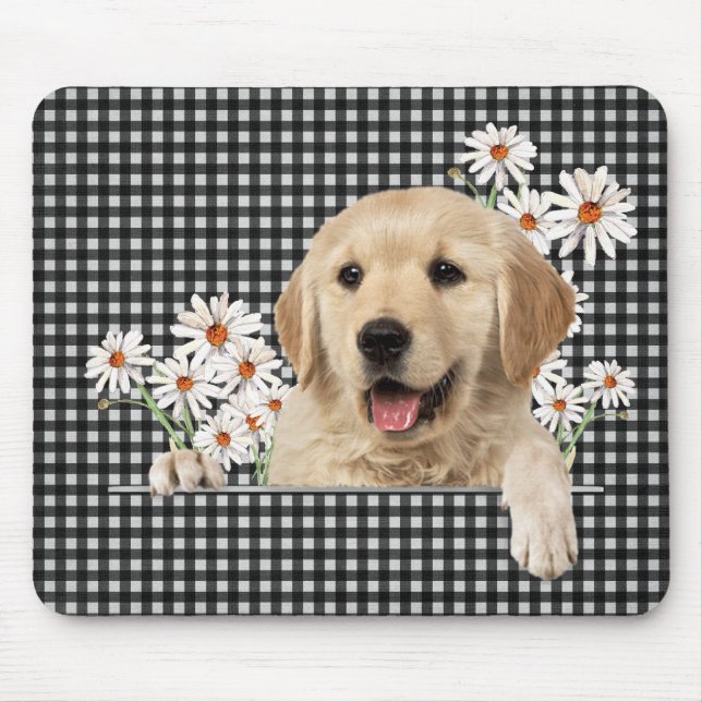 Golden Retriever and Daisies  Mouse Pad (Front)