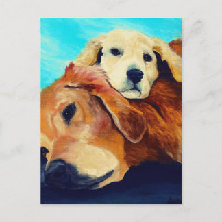 Golden Retriever and Puppy Postcard
