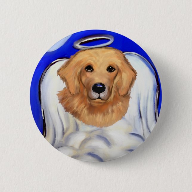 Golden Retriever Angel 6 Cm Round Badge (Front)