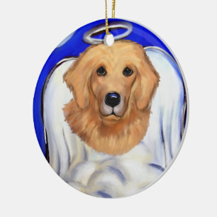 Golden Retriever Angel Ceramic Tree Decoration
