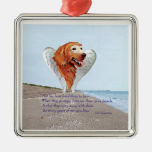 Golden Retriever Angel Metal Ornament