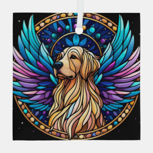 Golden Retriever Angel Stained Glass Style Tree Decoration