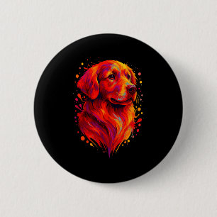 Golden Retriever Art Rtrait For Dog Owners  6 Cm Round Badge