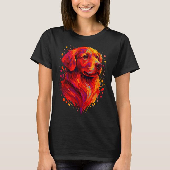 Golden Retriever Art Rtrait For Dog Owners  T-Shirt (Front)