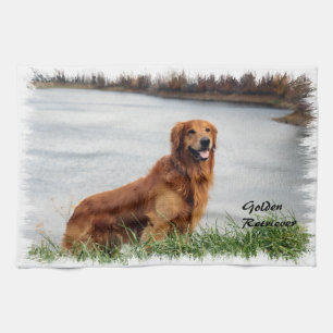 Golden Retriever Art Tea Towel