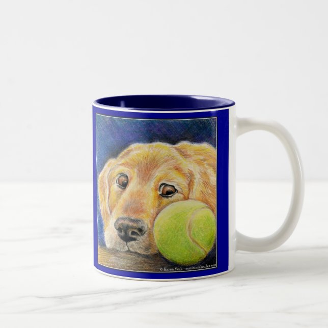 Golden Retriever art Two-Tone Coffee Mug (Right)