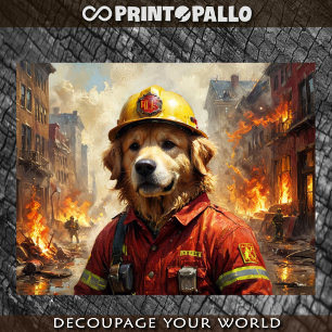 Golden Retriever as Firfighter -  Tissue Paper