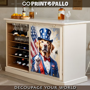 Golden Retriever as Uncle Sam with USA flag - Tissue Paper
