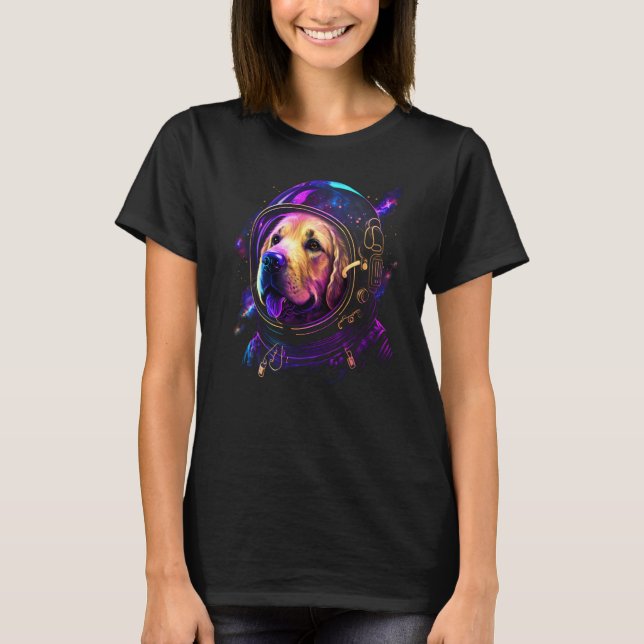 Golden Retriever Astronaut in Space Cosmic Explore T-Shirt (Front)
