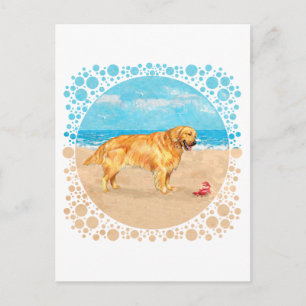 Golden Retriever at the Beach Postcard