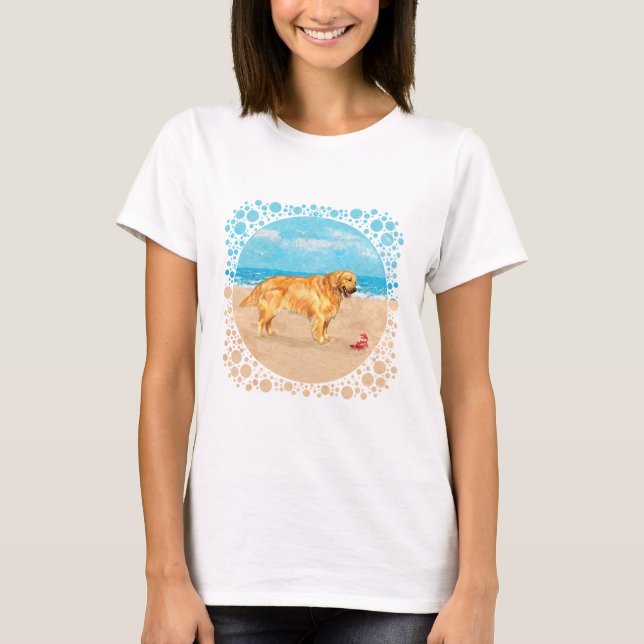 Golden Retriever at the Beach T-Shirt (Front)