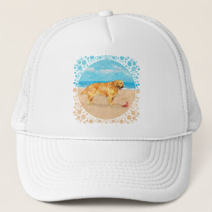 Golden Retriever at the Beach Trucker Hat