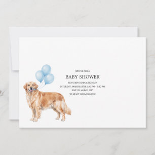 Golden Retriever Baby Shower Card for Baby Boy