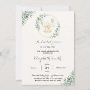 Golden Retriever Baby Shower Gender Neutral Sage Invitation
