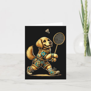 Golden Retriever Badminton Player Shuttle Card
