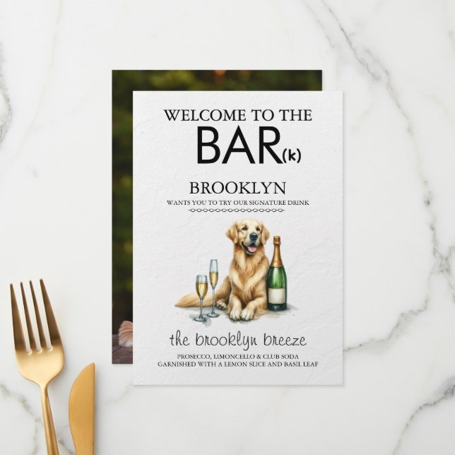 Golden Retriever Bar Menu (Front/Back In Situ)