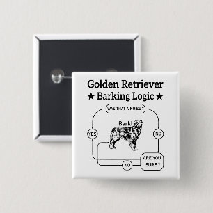 Golden Retriever Barking Logic Funny Dog Sarcastic 15 Cm Square Badge