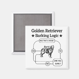 Golden Retriever Barking Logic Funny Dog Sarcastic Magnet