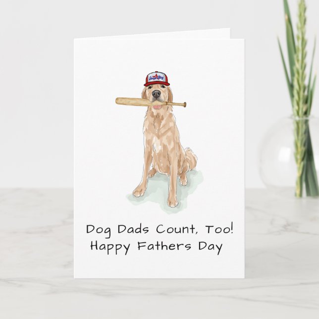Golden Retriever Baseball Watercolor Fathers Day Card (Front)