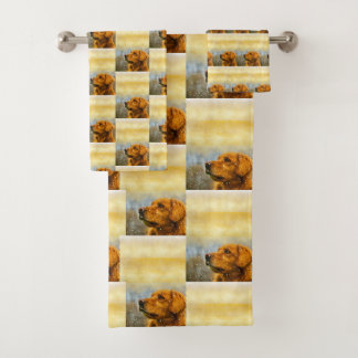 golden retriever bath towel. bath towel set