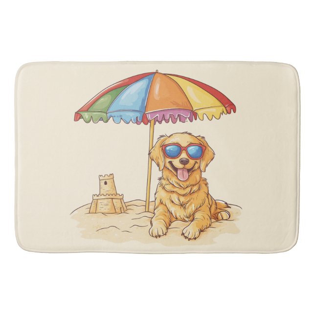 Golden Retriever Beach Dog Bath Mat (Front)