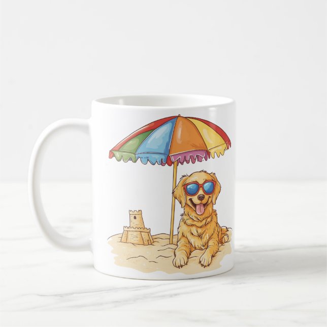 Golden Retriever Beach Dog Coffee Mug (Left)