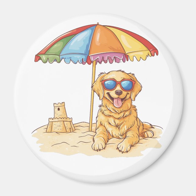 Golden Retriever Beach Dog Magnet (Front)
